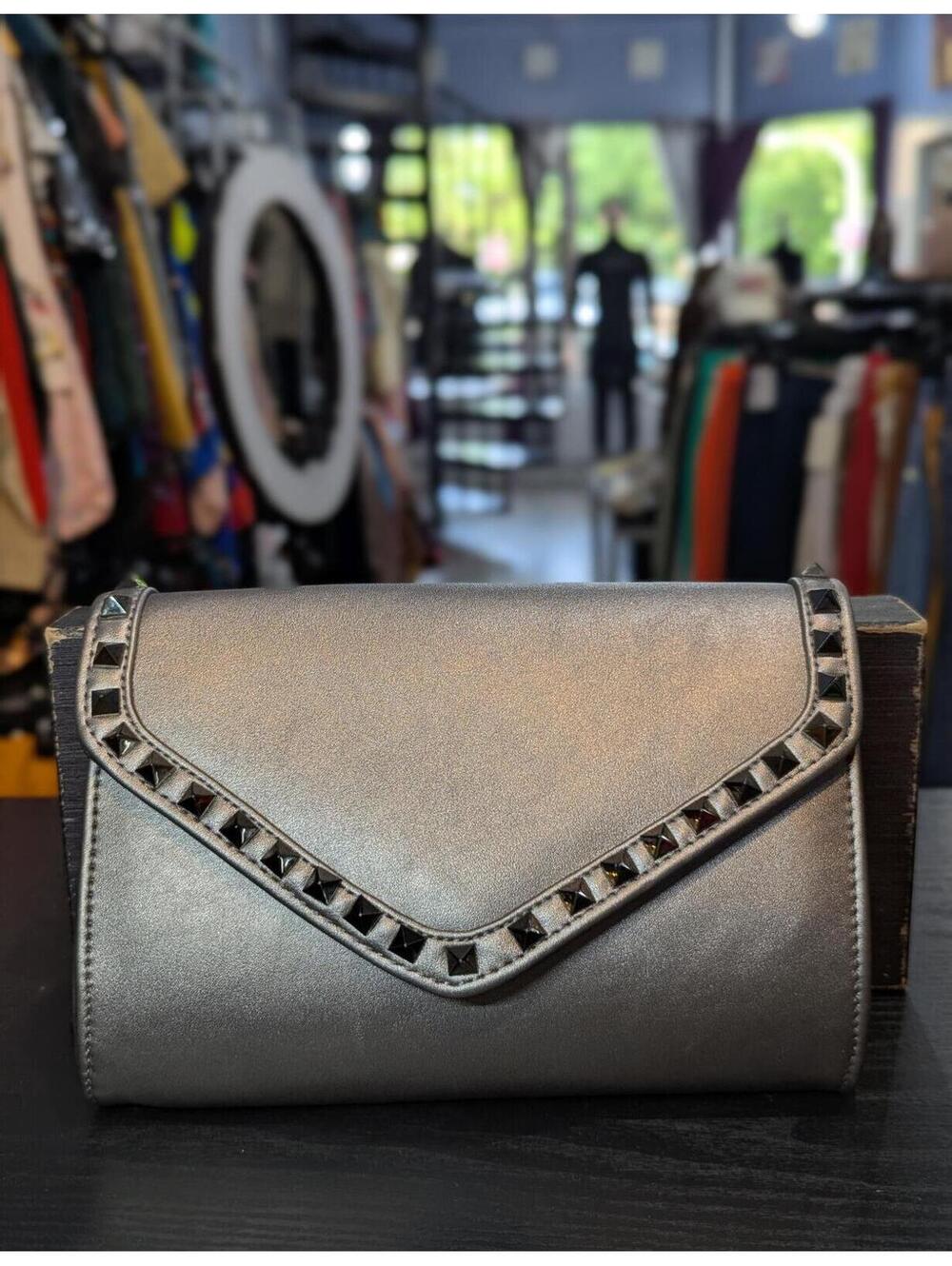 Akira Stud Clutch with Crossbody Chain
